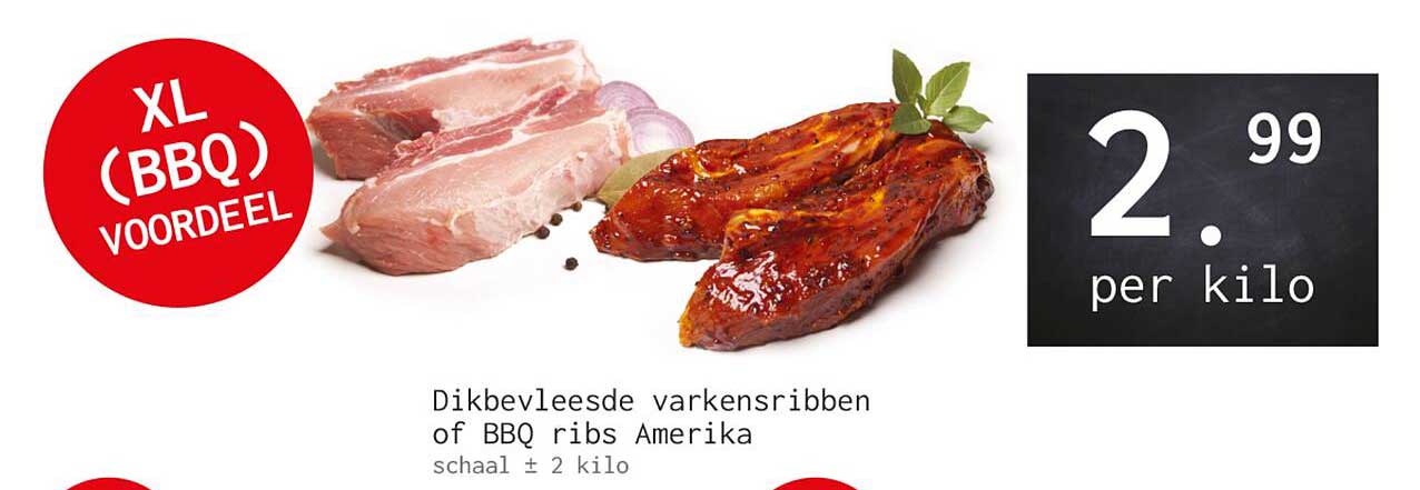 Dikbevleesde varkensribben of BBQ ribs Amerika