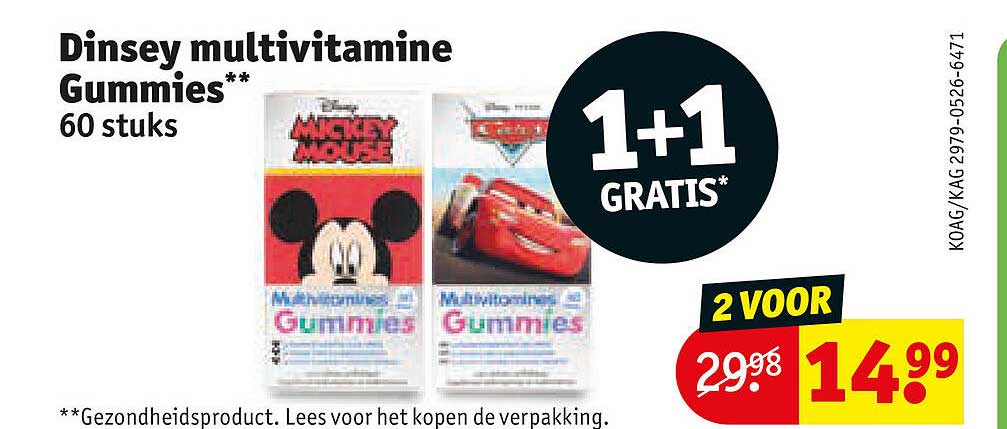 Dinsey multivitamine Gummies** 60 stuks 1+1 GRATIS*