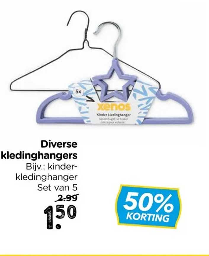 Diverse kleidinghangers Bijv.: kinder-kledinghanger Set van 5 50% KORTING