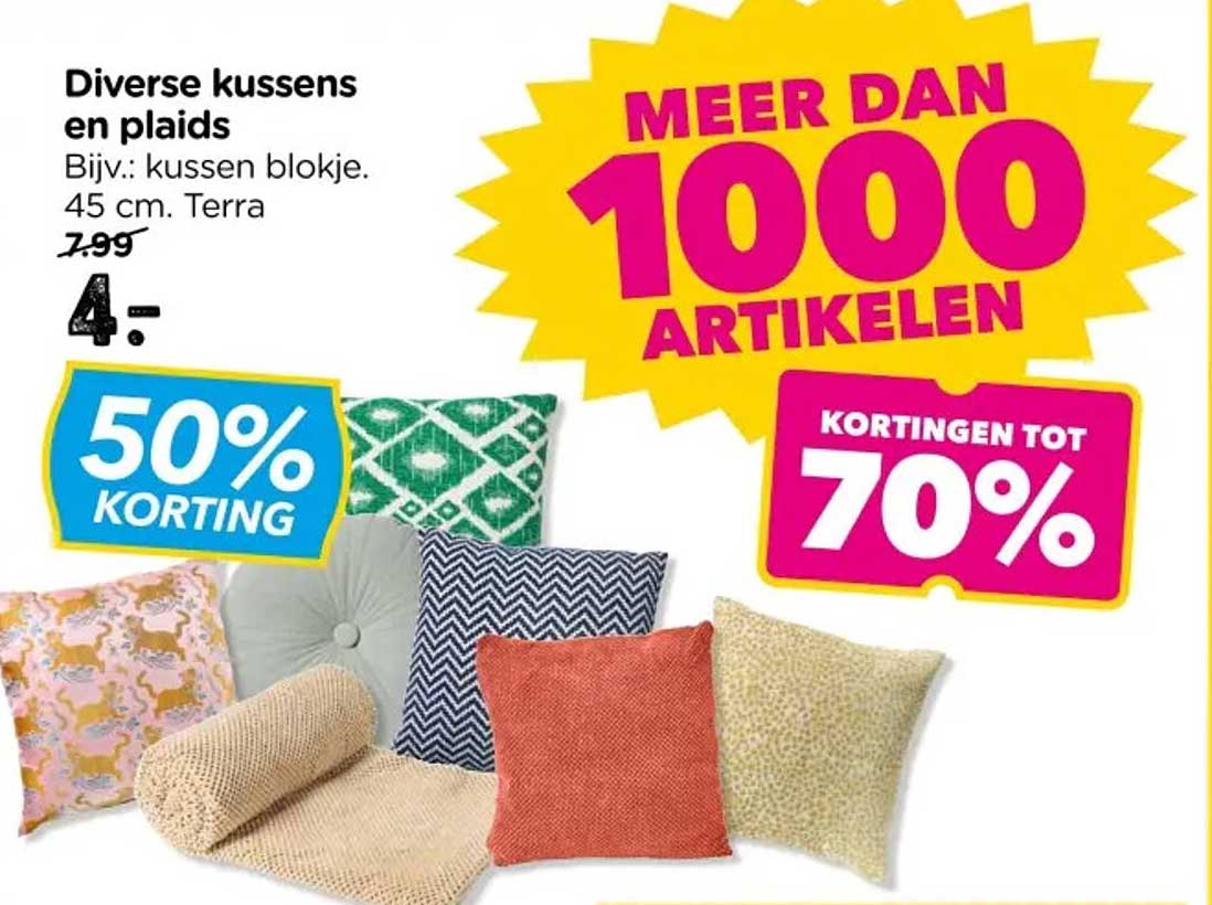 Diverse kussens en plaids