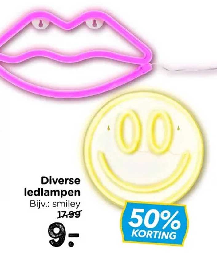 Diverse ledlampen Bijv.: smiley 50% KORTING