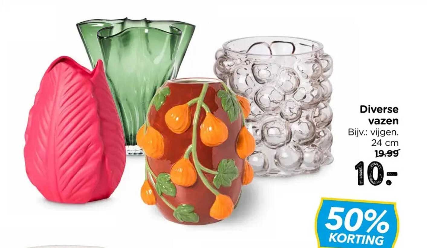 Diverse vazen Bijv.: vijgen. 24 cm 50% KORTING
