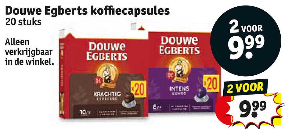 Douwe Egberts koffiecapsules 20 stuks 2 voor 9.99