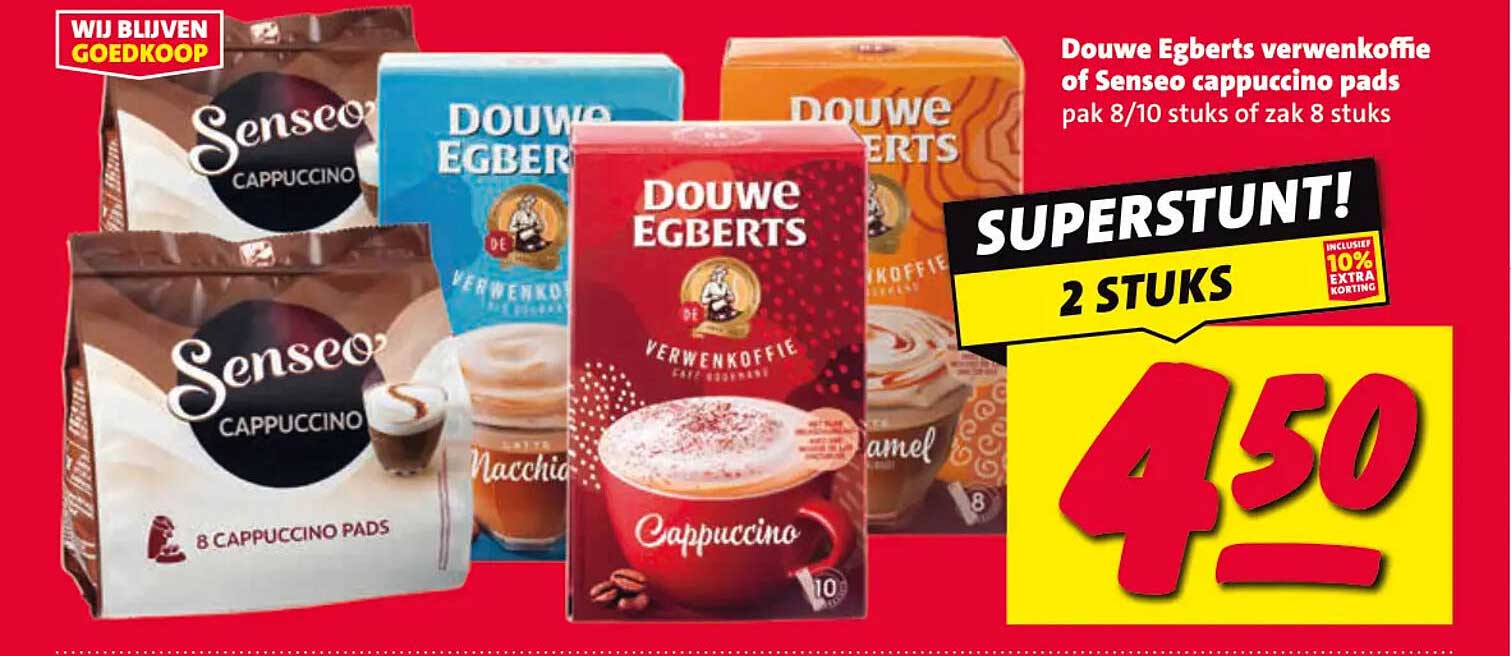 Douwe Egberts verwenkoffie of Senseo cappuccino pads 2 STUKS