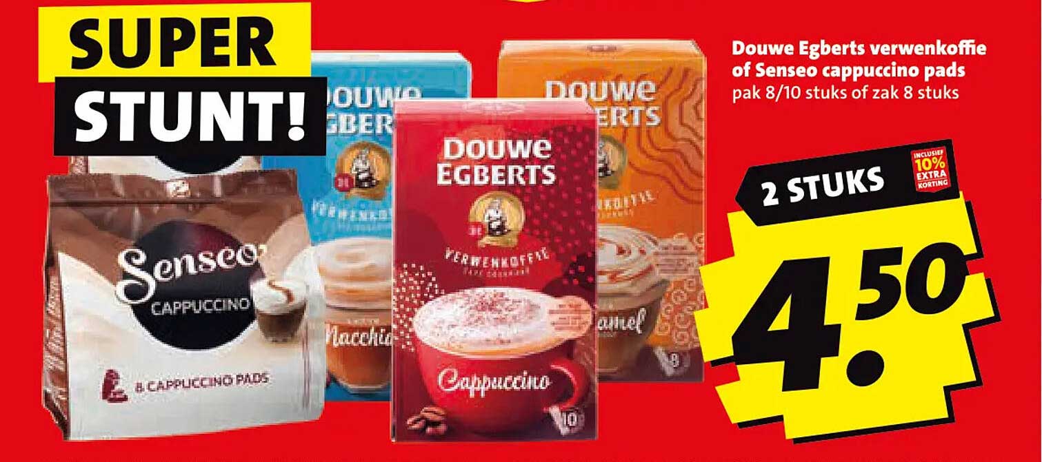 Douwe Egberts verwenkoffie of Senseo cappuccino pads pak 8/10 stuks of zak 8 stuks 2 STUKS