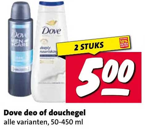 Dove deo of douchegel alle varianten, 50-450 ml 2 STUKS