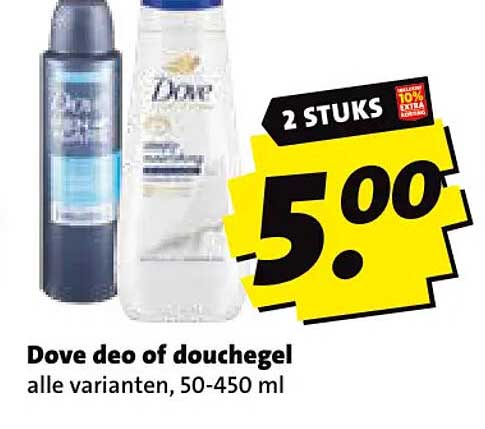 Dove deo of douchegel alle varianten, 50-450 ml 2 STUKS