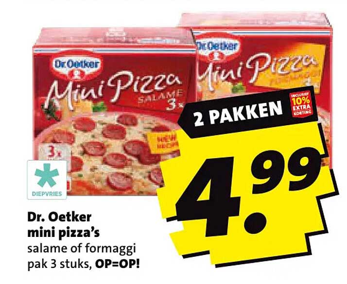 Dr. Oetker mini pizza’s salame of formaggi pak 3 stuks, OP=OP! 2 pakken