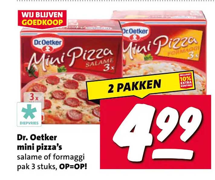 Dr. Oetker mini pizza’s salame of formaggi pak 3 stuks, OP=OP! 2 pakken
