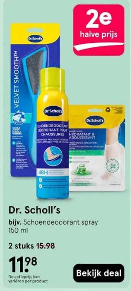 Dr. Scholl’s bijv. Schoendeodorant spray 150 ml 2e halve prijs