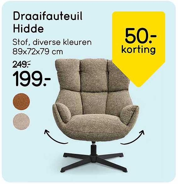Draaifauteuil Hidde 50.- korting