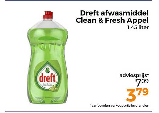 Dreft afwasmiddel Clean & Fresh Appel 1.45 liter