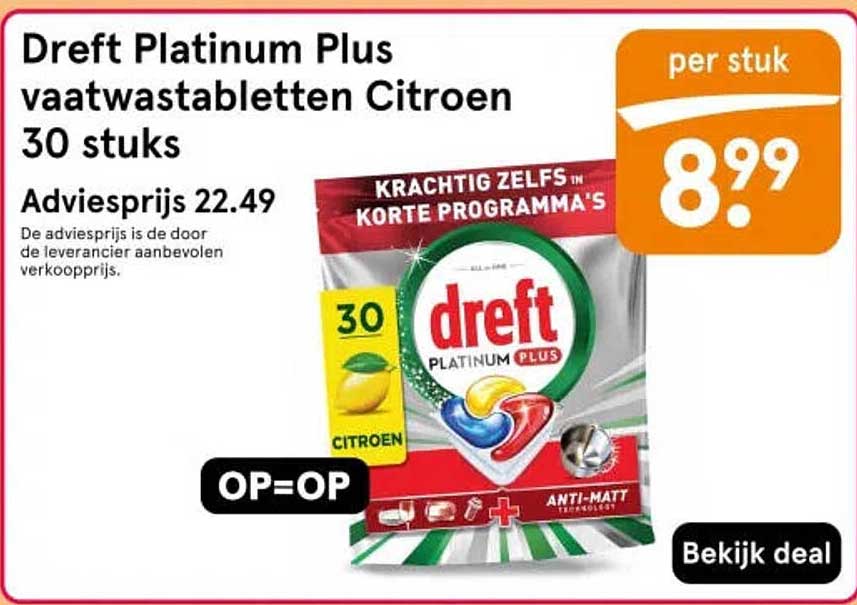 Dreft Platinum Plus vaatwastabletten Citroen 30 stuks