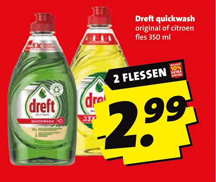 Dreft quickwash original of citroen fles 350 ml 2 FLESSEN