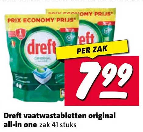 Dreft vaatwastabletten original all-in one zak 41 stuks