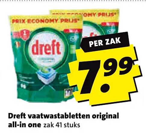 Dreft vaatwastabletten original all-in one zak 41 stuks