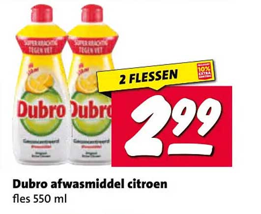 Dubro afwasmiddel citroen 2 FLESSEN