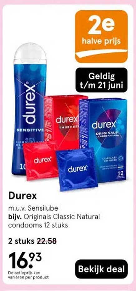 Durex m.u.v. Sensilube bijz. Originals Classic Natural condooms 12 stuks 2e halve prijs