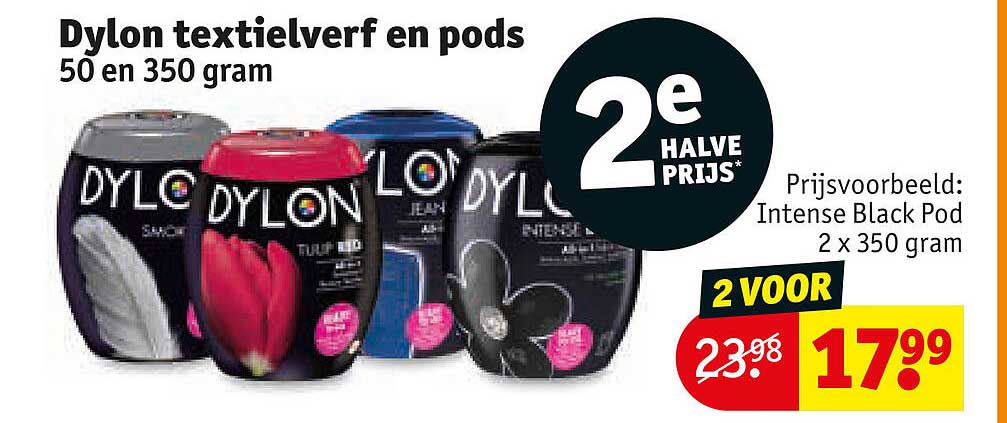 Dylon textielverf en pods 50 en 350 gram 2e halve prijs