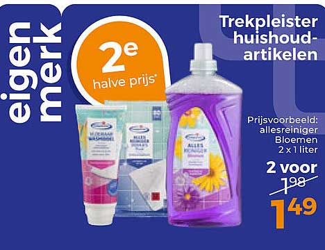 eigen merk 2e halve prijs Trekpleister huishoud artikelen