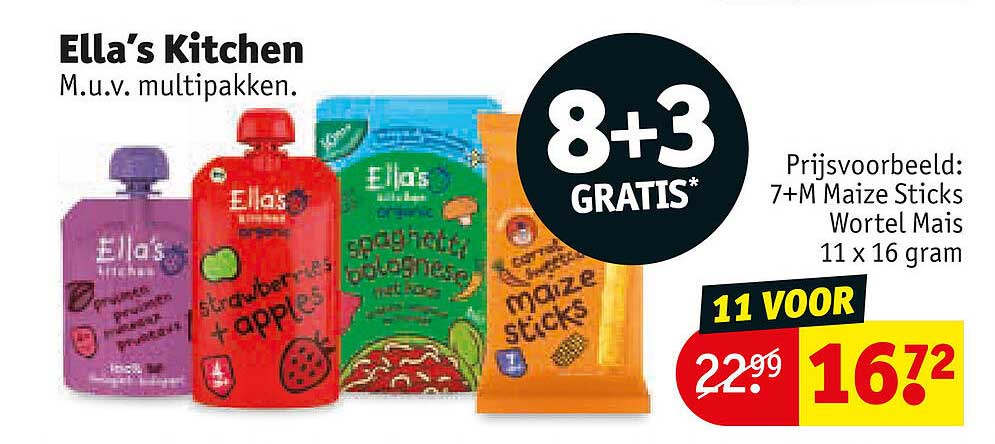 Ella’s Kitchen M.u.v. multipakken. 8+3 GRATIS*