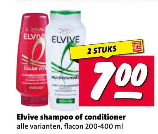 Elvive shampoo of conditioner alle varianten, flacon 200-400 ml 2 STUKS