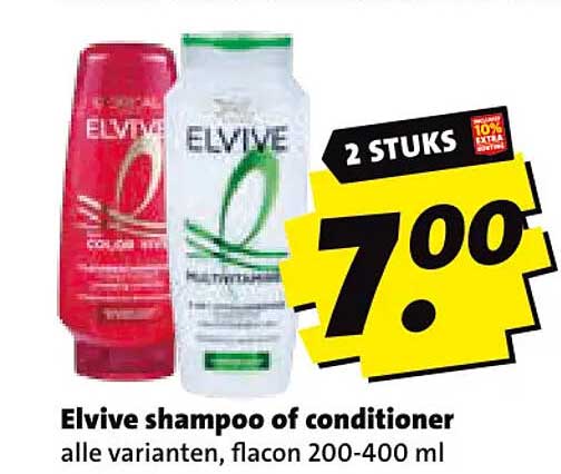 Elvive shampoo of conditioner alle varianten, flacon 200-400 ml 2 stuks 7.00