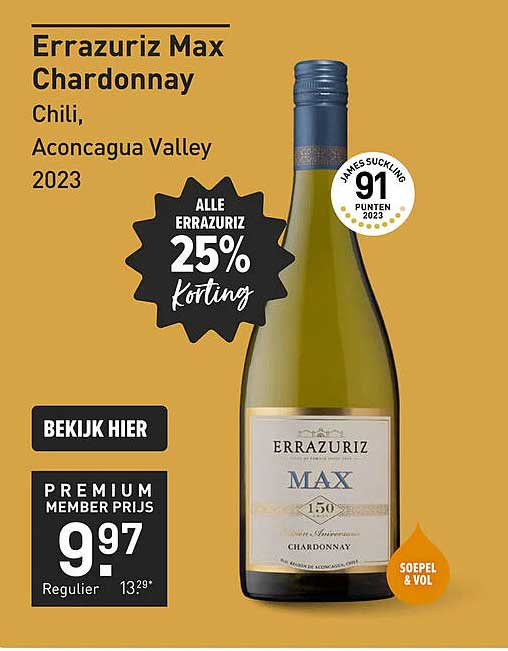Errazuriz Max Chardonnay Chili, Aconcagua Valley 2023 25% korting