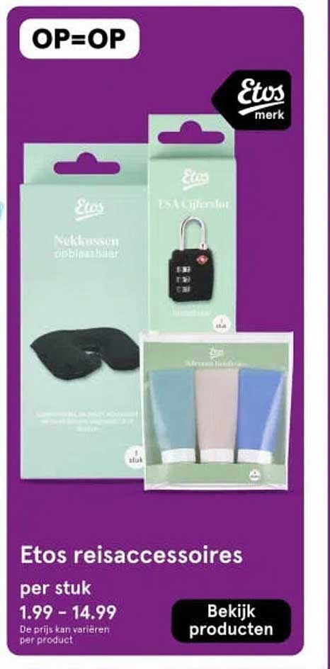 Etos reisaccessoires per stuk