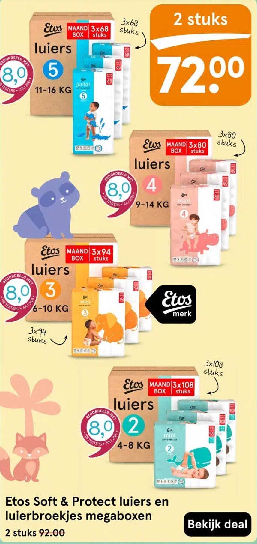 Etos Soft & Protect luiers en luierbroekjes megaboxen