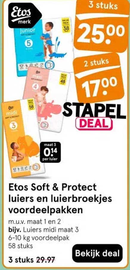 Etos Soft & Protect luiers en luierbroekjes voordeelpakken