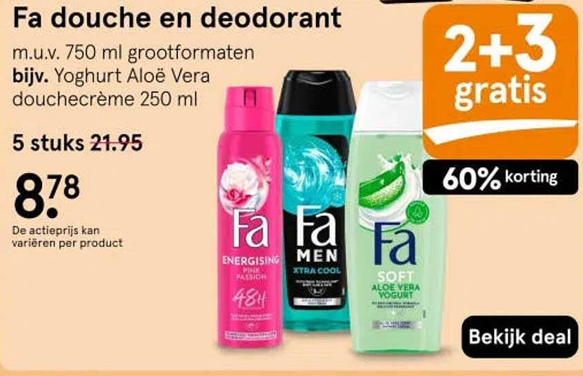 Fa douche en deodorant 2+3 gratis