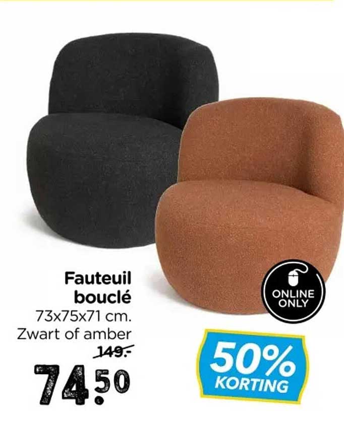 Fauteuil bouclé 50% KORTING