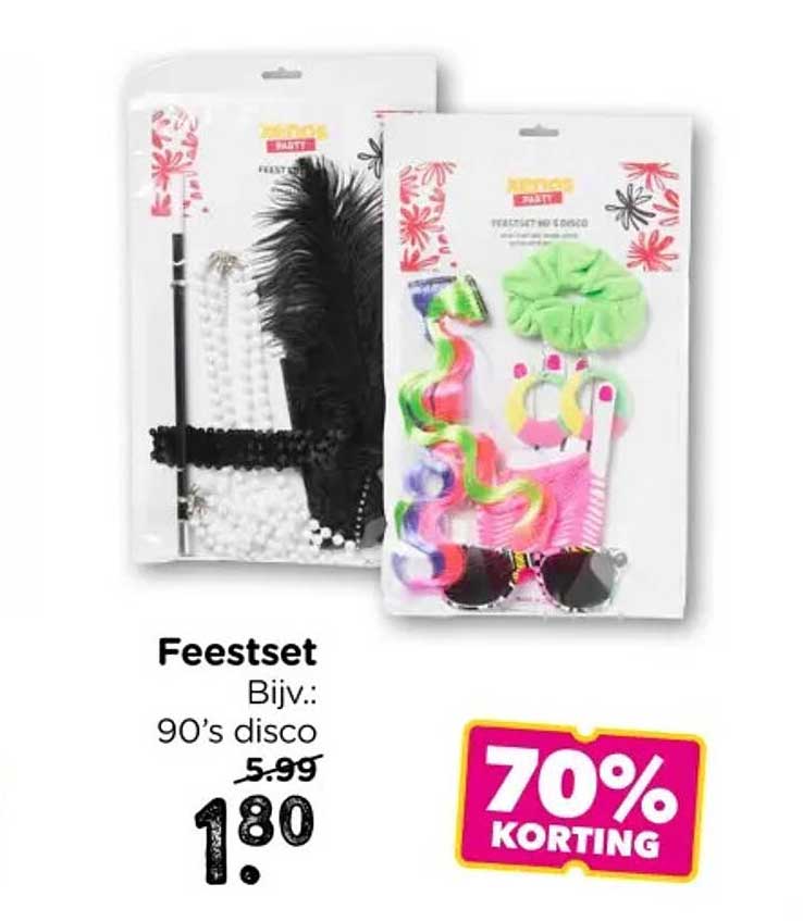 Feestset Bijv.: 90’s disco 70% KORTING