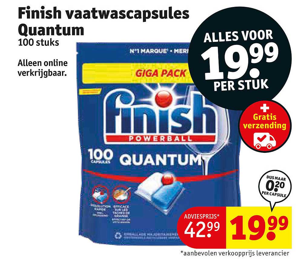 Finish vaatwascapsules Quantum 100 stuks