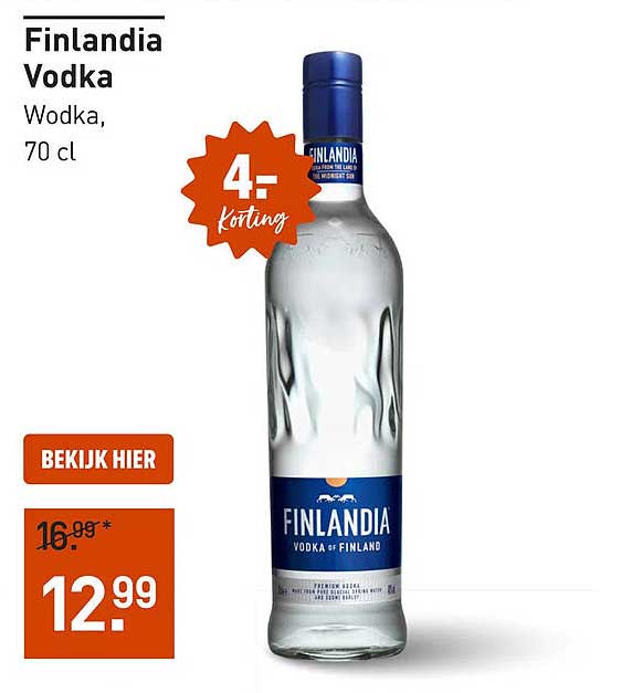 Finlandia Vodka, Wodka, 70 cl 4.- korting