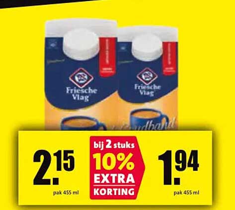 Friesche Vlag bij 2 stuks 10% EXTRA KORTING