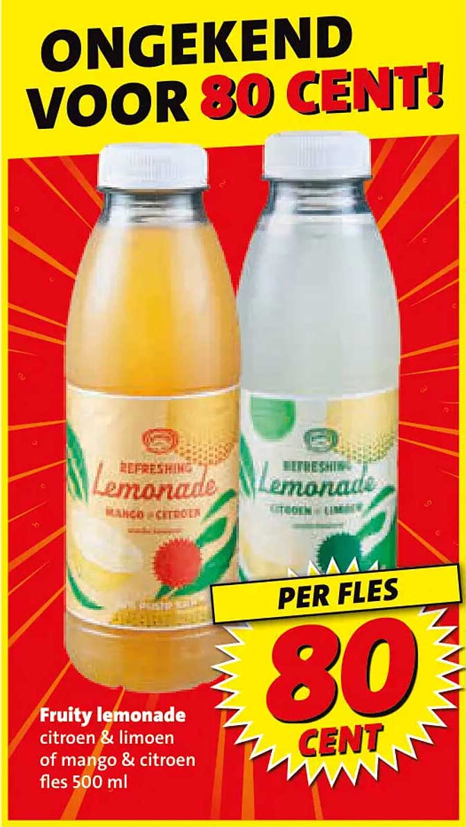 Fruity lemonade citroen & limoen of mango & citroen fles 500 ml per fles