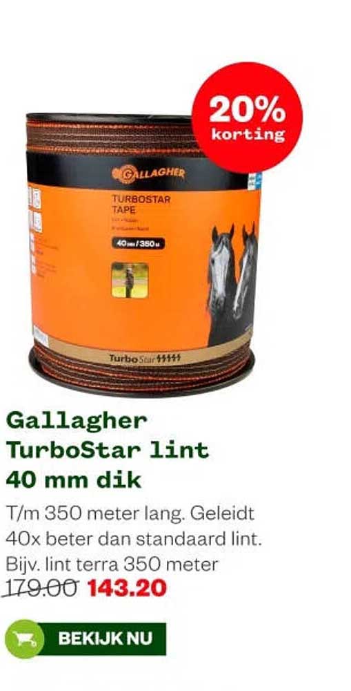 Gallagher TurboStar lint 40 mm dik 20% korting