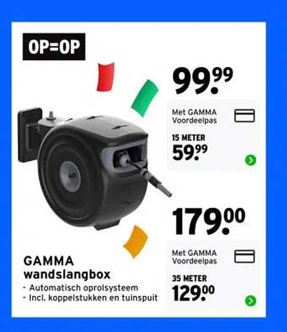 GAMMA wandslangbox - Automatisch oprolsysteem - incl. koppeltstukken en tuinspuit
