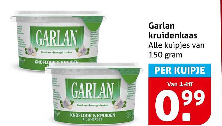 Garlan kruidenkaas Alle kuipjes van 150 gram PER KUIJPJE