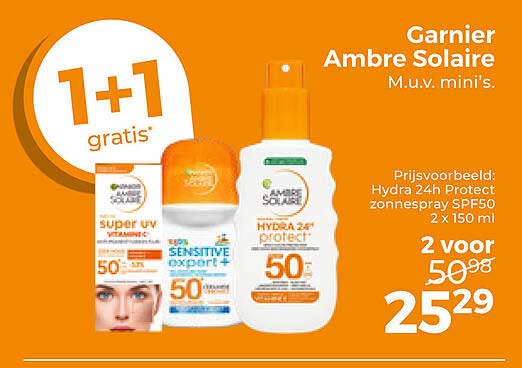 Garnier Ambre Solaire M.u.v. mini's. 1+1 gratis