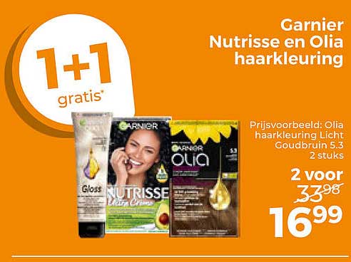 Garnier Nutrisse en Olia haarkleuring 1+1 gratis