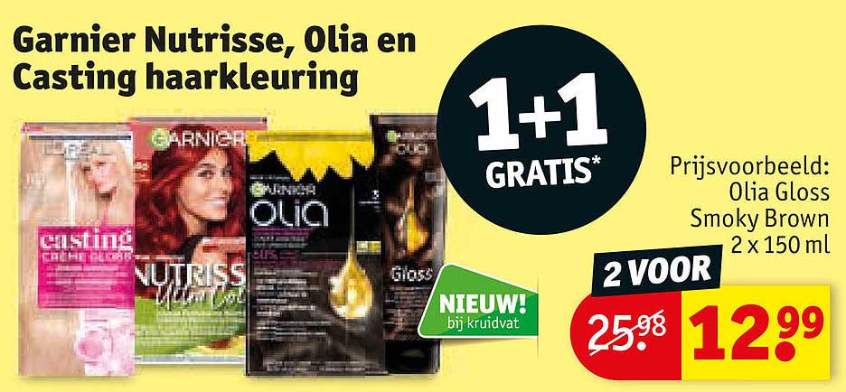 Garnier Nutrisse, Olia en Casting haarkleuring 1+1 GRATIS*