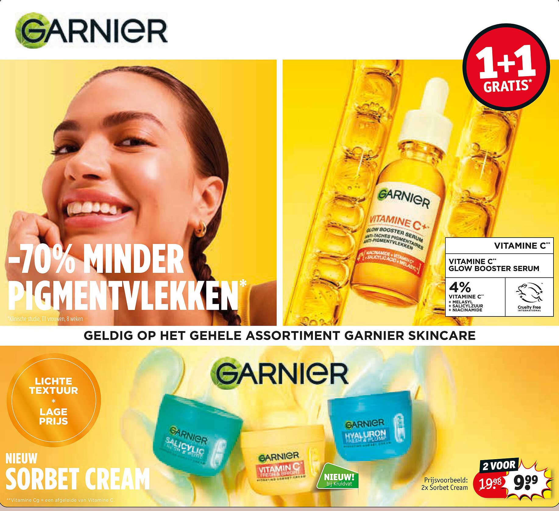 Garnier skincare 1+1 gratis