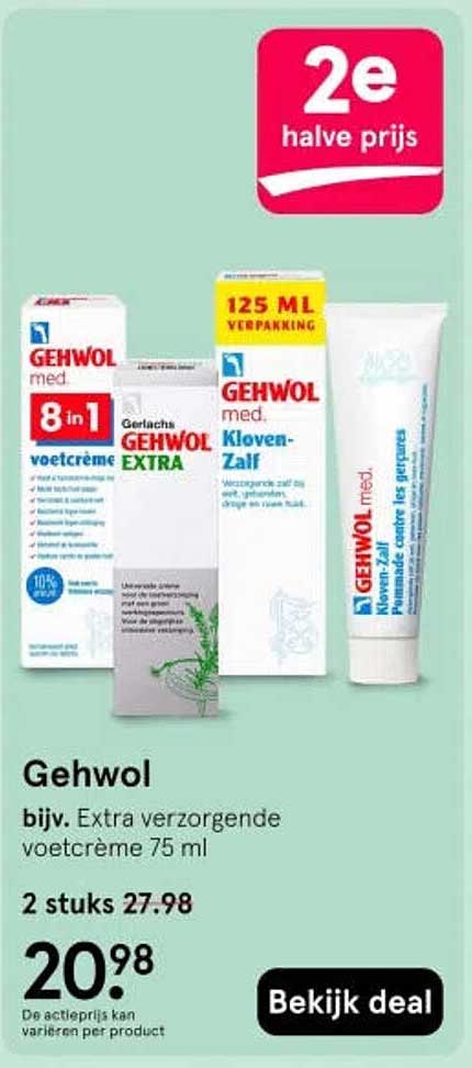 Gehwol bijv. Extra verzorgende voetcrème 75 ml 2e halve prijs