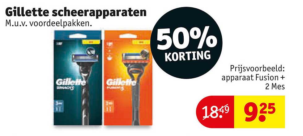 Gillette scheerapparaten M.u.v. voordeelpakken. 50% KORTING