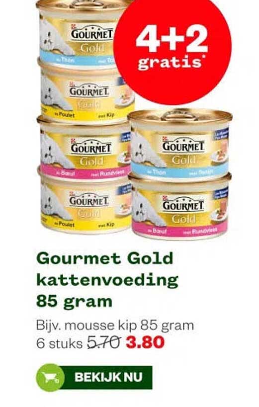 Gourmet Gold kattenvoeding 85 gram 4+2 gratis