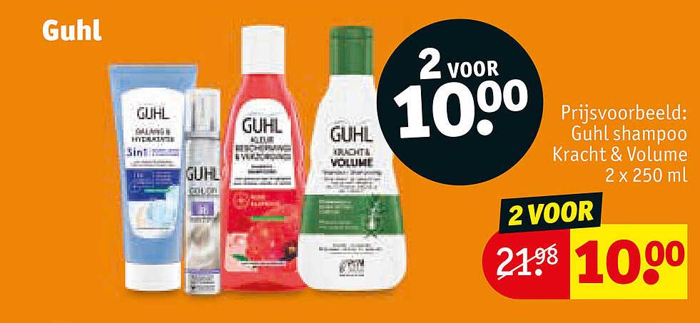 Guhl shampoo Kracht & Volume 2 x 250 ml 2 voor 10.00