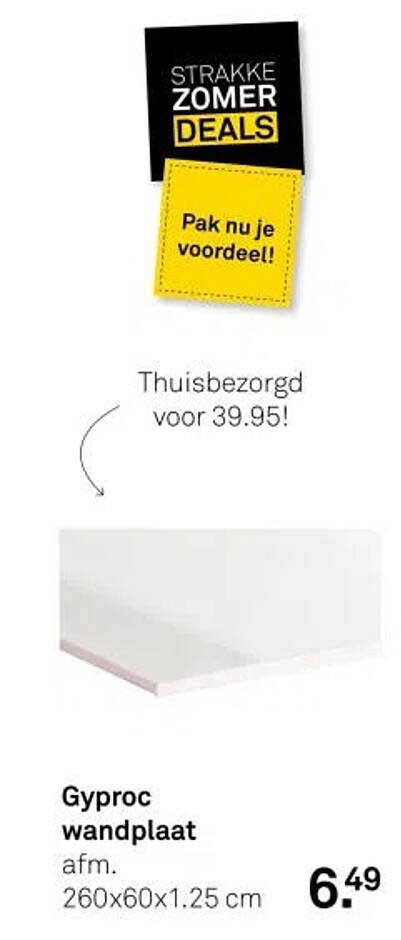 Gyproc wandplaat afm. 260x60x1.25 cm